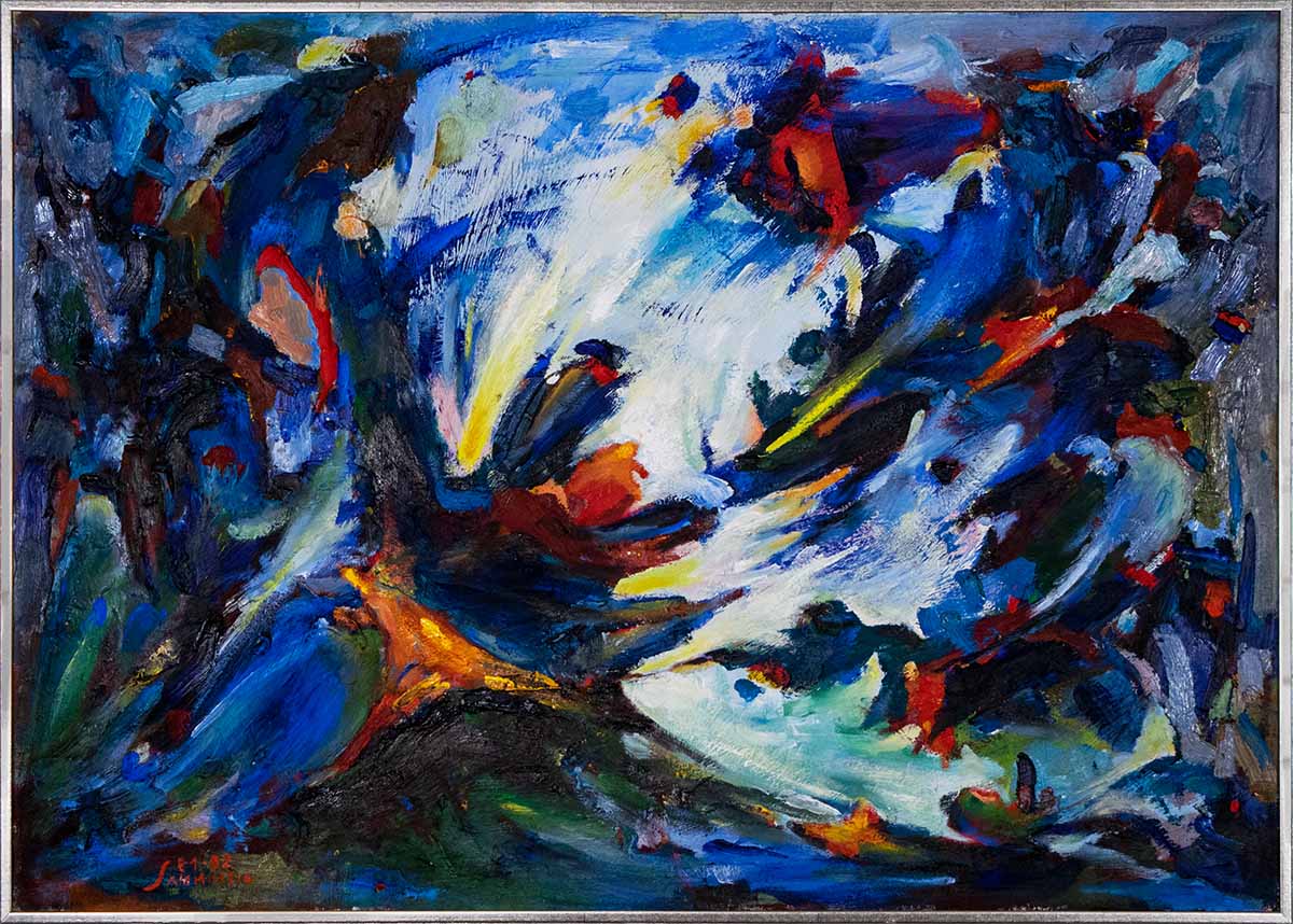 The NFT capture an oil painting on canvas. This abstract painting is colorful and rapresents a battle.