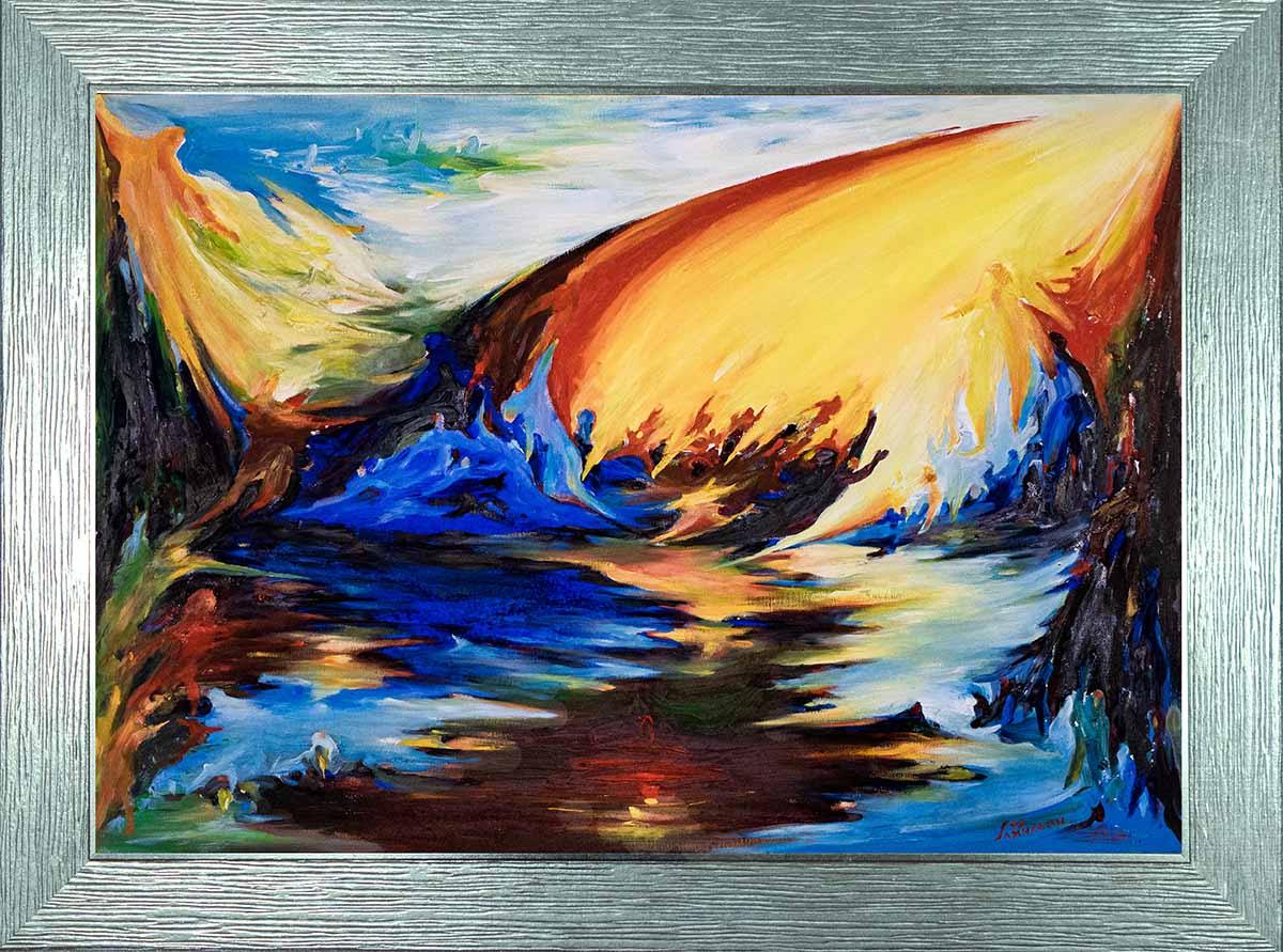 The NFT capture an oil painting on canvas. This abstract painting is colorful and rapresents the cooperation of human life.